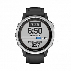 Часы для спорта Garmin Fenix 6S Solar серебристый с черным ремешком