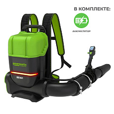 Воздуходув аккумуляторный ранцевый Greenworks GD82BP2 (362 км/ч) 82V бесщеточный с АКБ 5 Ач, без ЗУ